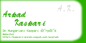 arpad kaspari business card